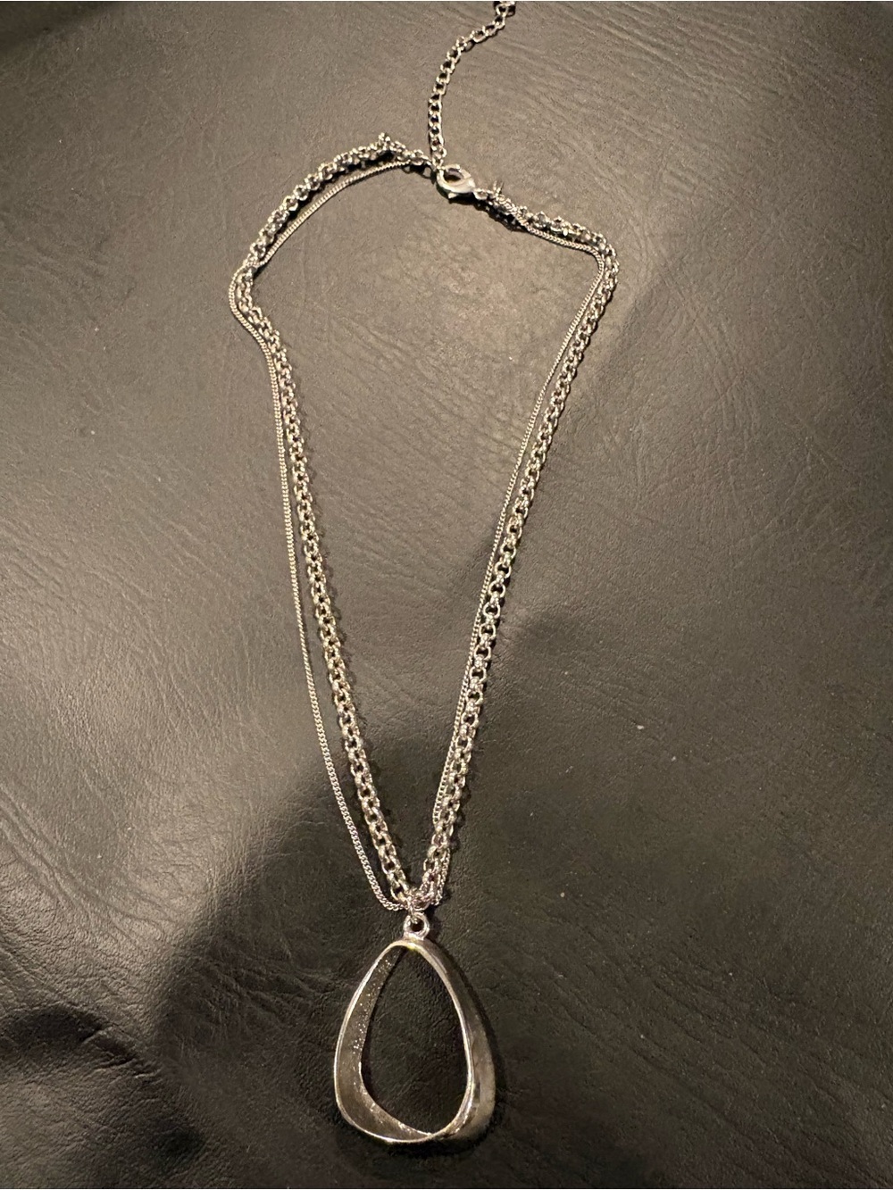 Sterling Silver Teardrop Pendant Necklace - Silver